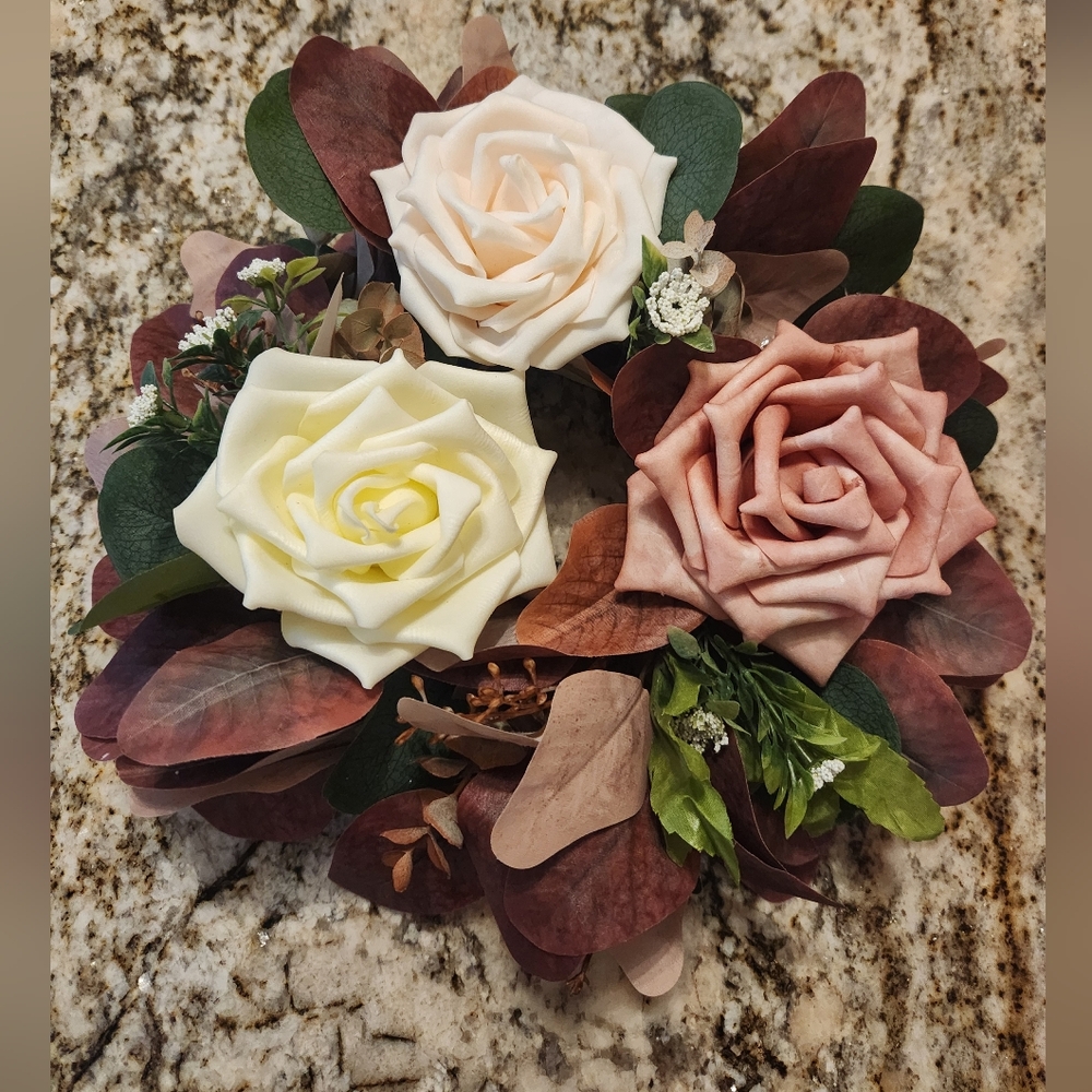 Lings Flowers Centerpiece Arrangement Dusty Rose & Cream Wedding, Baby Shower